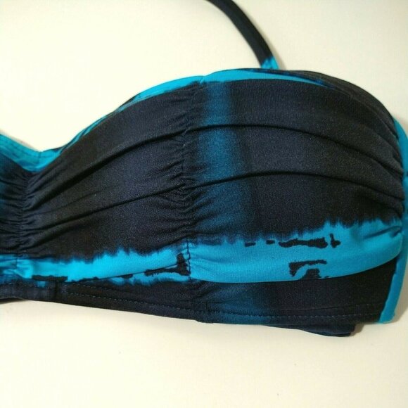 ANA A New Approach Bikini Swim Top Halter Bandeau Women Size 6 Blue Strapless - Picture 2 of 6